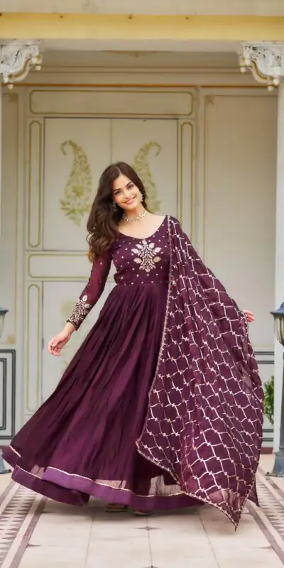 Purple Rangoli Sequence Embroidery Gown | Gowns, Bollywood Gowns, Creative Gowns, Designer Gowns, Embroidered Gowns, Party Wear Gowns