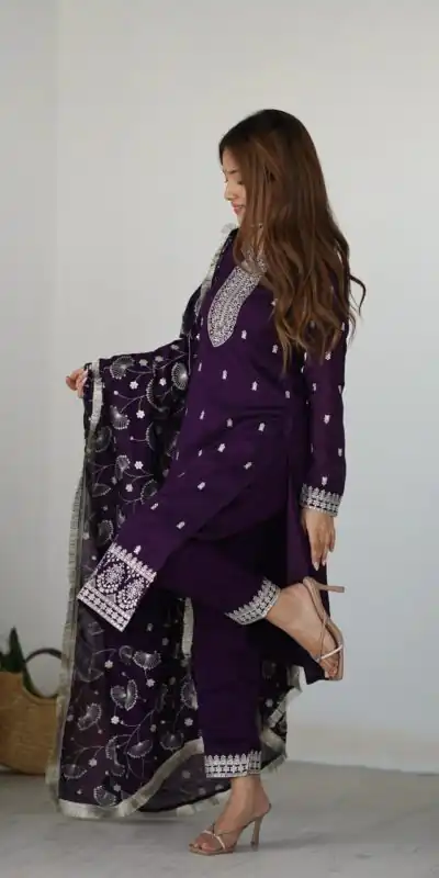 Purple Rangoli Silk Sequence Jari Work Salwar Suit | Jump Suits, Salwar suit, Casual Suits, Creative suits, Designer Suits, Palazzo Suits, Party Wear Suits, Patiala Suits, Straight Suits