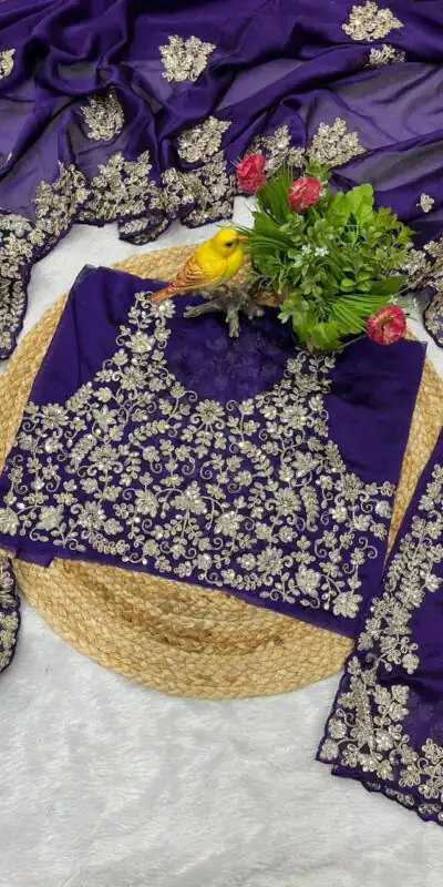 Purple Rangoli Silk Sequins Embroidery Work Saree | Sarees, Bollywood Sarees, Creative Sarees, Designer Sarees, Embroidered Sarees, Ethnic Saree, Modern Digital sarees, Party Wear Sarees