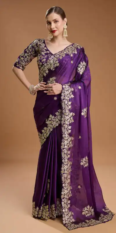 Purple Rangoli Silk Sequins Embroidery Work Saree | Sarees, Bollywood Sarees, Creative Sarees, Designer Sarees, Embroidered Sarees, Ethnic Saree, Modern Digital sarees, Party Wear Sarees
