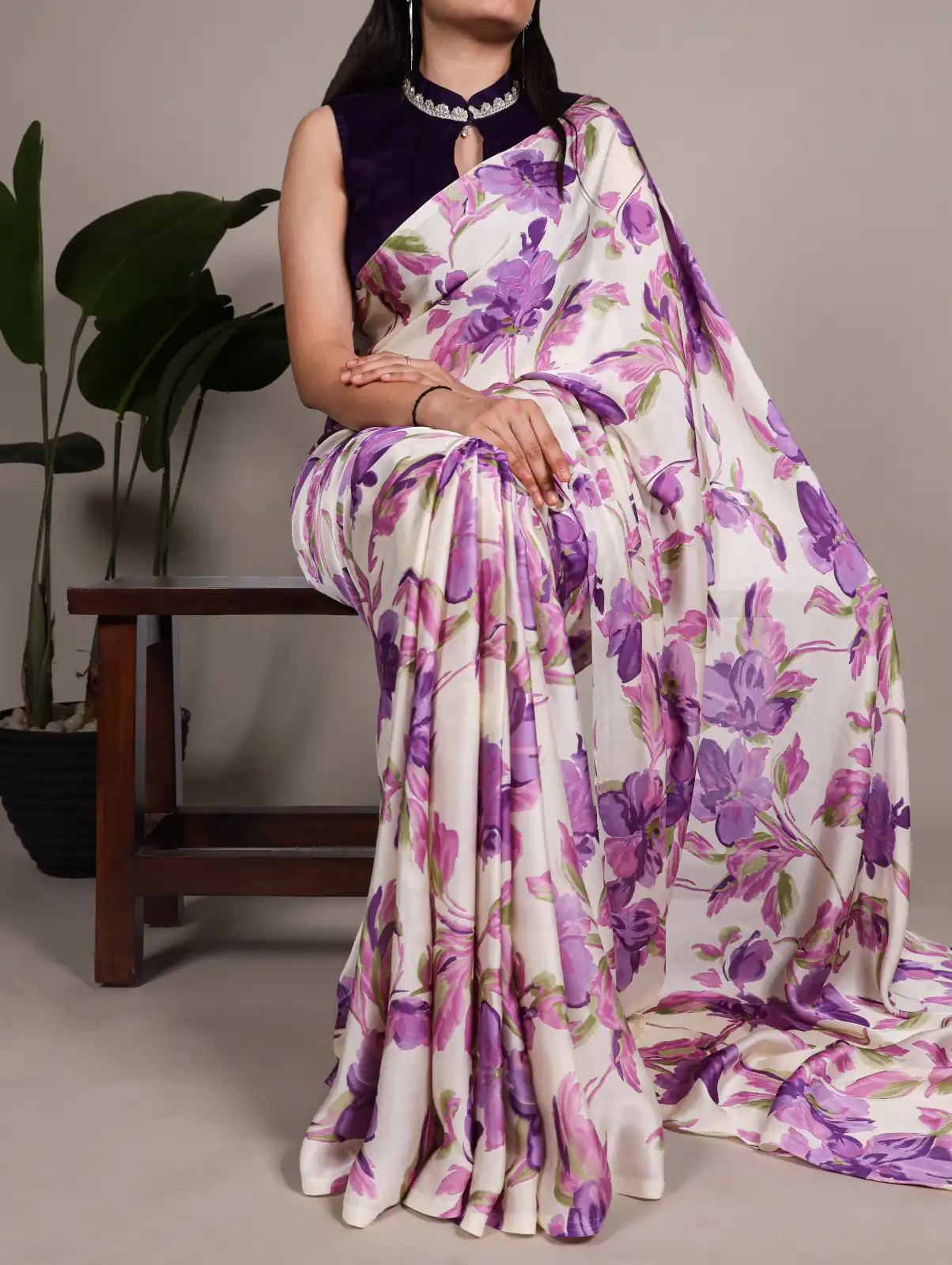 Purple Satin Silk Lace Work Saree | Sarees, Bollywood Sarees, Creative Sarees, Designer Sarees, Embroidered Sarees, Ethnic Saree, Modern Digital sarees, Party Wear Sarees