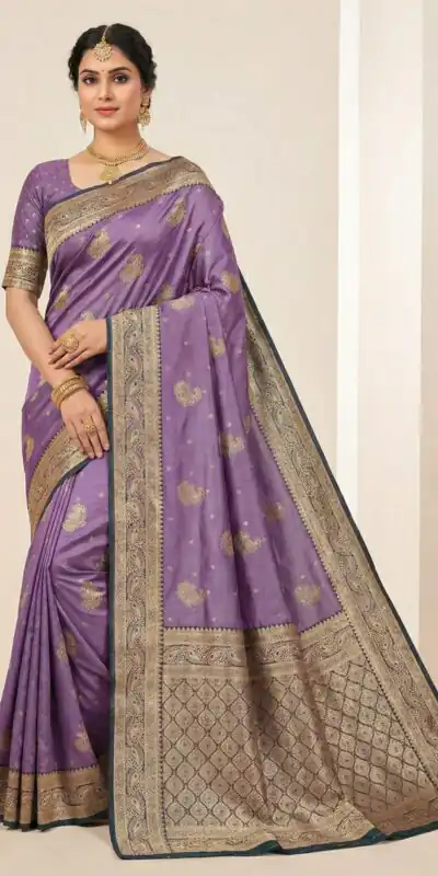 Purple Smooth Satin Gold Butta Zari Work Saree | Sarees, Bollywood Sarees, Creative Sarees, Designer Sarees, Embroidered Sarees, Ethnic Saree, Modern Digital sarees, Party Wear Sarees
