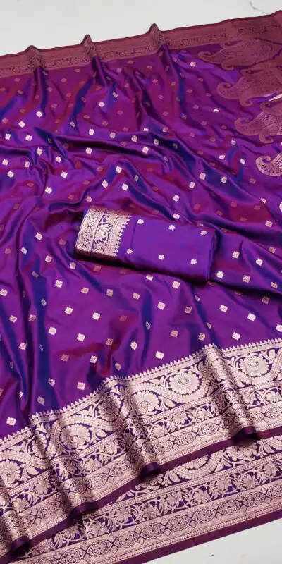Purple Soft Banarasi Silk Zari Lace Work Saree | Sarees, Bollywood Sarees, Creative Sarees, Designer Sarees, Embroidered Sarees, Ethnic Saree, Modern Digital sarees, Party Wear Sarees