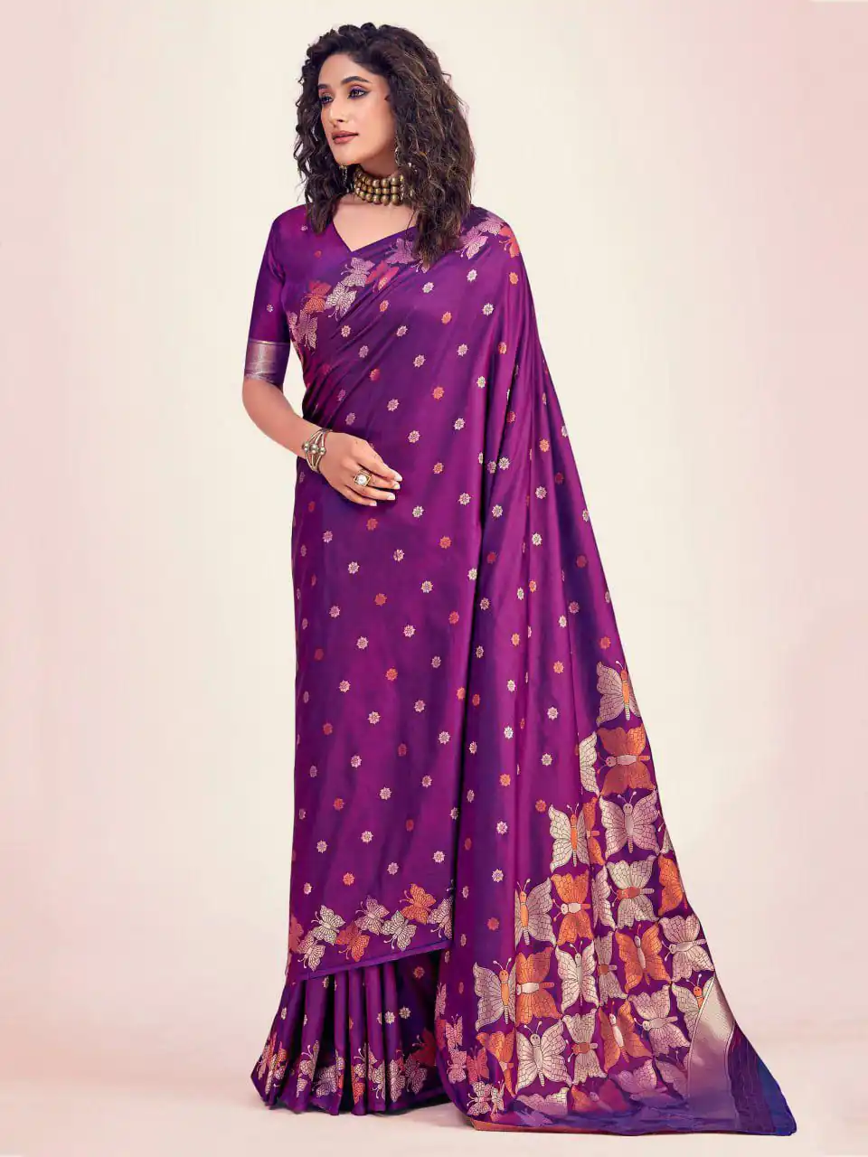 Purple Soft Lichi Silk Border Lace Work Saree | Sarees, Bollywood Sarees, Creative Sarees, Designer Sarees, Embroidered Sarees, Ethnic Saree, Modern Digital sarees, Party Wear Sarees