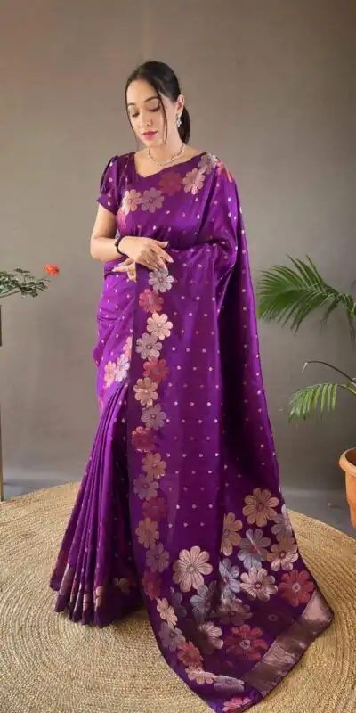Purple Soft Lichi Silk Cloth With Lace Saree | Sarees, Bollywood Sarees, Creative Sarees, Designer Sarees, Embroidered Sarees, Ethnic Saree, Modern Digital sarees, Party Wear Sarees