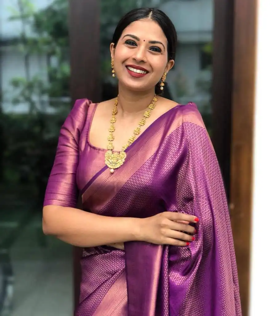 Purple Soft Lichi Silk Lace Work Border Saree | Sarees, Bollywood Sarees, Creative Sarees, Designer Sarees, Embroidered Sarees, Ethnic Saree, Modern Digital sarees, Party Wear Sarees