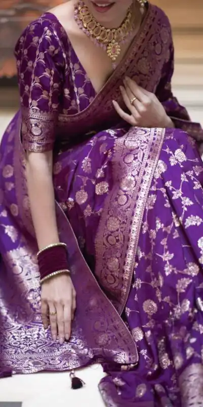 Purple Soft Lichi Silk With Jacquard Work Saree | Sarees, Bollywood Sarees, Creative Sarees, Designer Sarees, Embroidered Sarees, Ethnic Saree, Modern Digital sarees, Party Wear Sarees