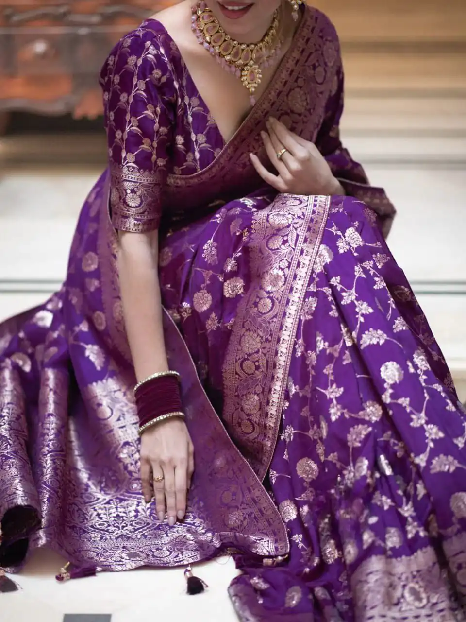 Purple Soft Lichi Silk With Jacquard Work Saree | Sarees, Bollywood Sarees, Creative Sarees, Designer Sarees, Embroidered Sarees, Ethnic Saree, Modern Digital sarees, Party Wear Sarees