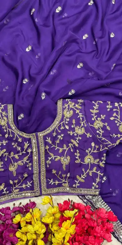 Purple Soft Organza Zari Embroidery Work Saree | Sarees, Bollywood Sarees, Creative Sarees, Designer Sarees, Embroidered Sarees, Ethnic Saree, Modern Digital sarees, Party Wear Sarees