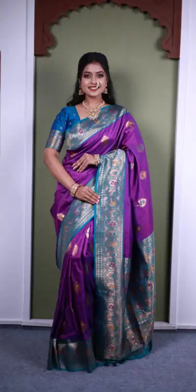 Purple Soft Paithani Silk Zari Lace Work Saree | Sarees, Bollywood Sarees, Creative Sarees, Designer Sarees, Embroidered Sarees, Ethnic Saree, Modern Digital sarees, Party Wear Sarees