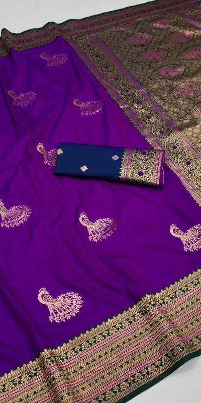 Purple Soft Silk Zari Lace Work Saree | Sarees, Bollywood Sarees, Creative Sarees, Designer Sarees, Embroidered Sarees, Ethnic Saree, Modern Digital sarees, Party Wear Sarees