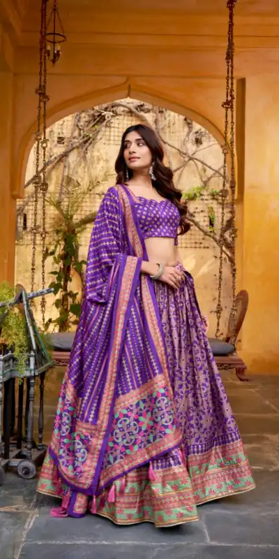 Purple Tasar Silk Gotta Patti Lace Work Lehenga Choli | Lehenga, Bollywood Lehenga, Creative Lehenga, Designer Lehenga, Embroidered Lehenga, Party Wear Lehenga