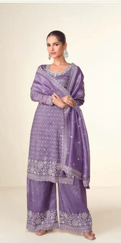 Purple Tissue Crush Embroidery Work Salwar Suit | Jump Suits, Salwar suit, Casual Suits, Creative suits, Designer Suits, Palazzo Suits, Party Wear Suits, Patiala Suits, Straight Suits