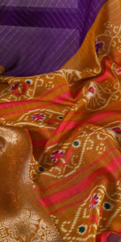 Purple Tussar Chex Patola Saree | Sarees, Bollywood Sarees, Creative Sarees, Designer Sarees, Embroidered Sarees, Ethnic Saree, Modern Digital sarees, Party Wear Sarees