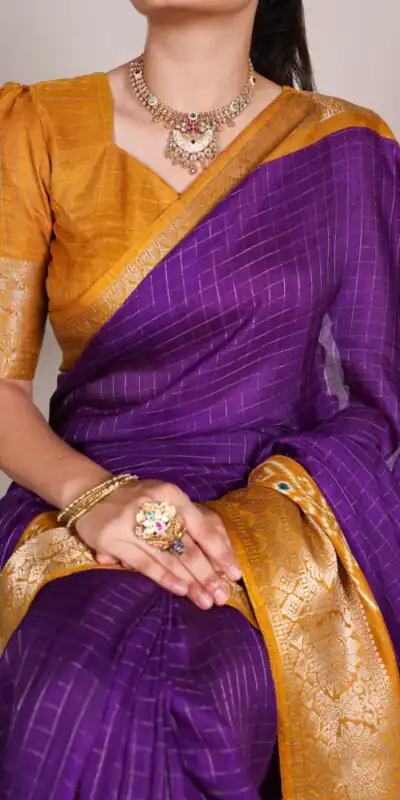 Purple Tussar Chex Patola Saree | Sarees, Bollywood Sarees, Creative Sarees, Designer Sarees, Embroidered Sarees, Ethnic Saree, Modern Digital sarees, Party Wear Sarees