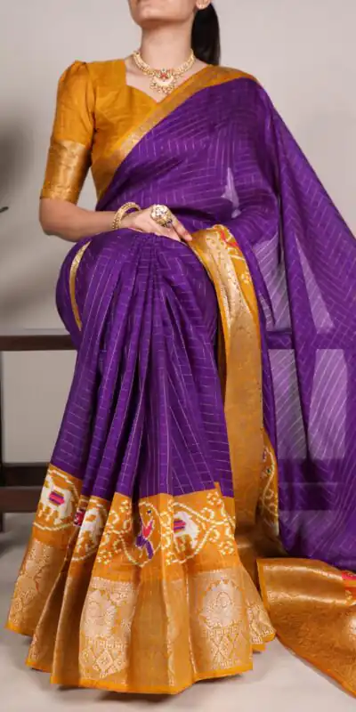 Purple Tussar Chex Patola Saree | Sarees, Bollywood Sarees, Creative Sarees, Designer Sarees, Embroidered Sarees, Ethnic Saree, Modern Digital sarees, Party Wear Sarees