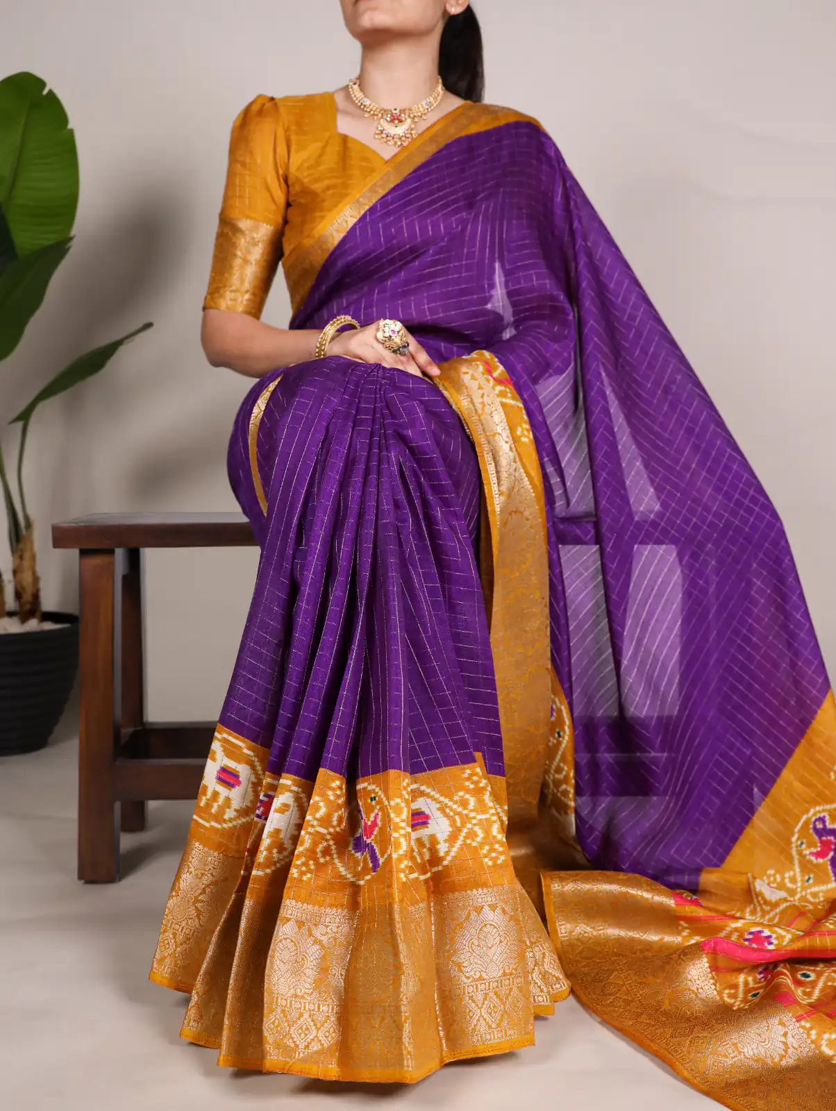Purple Tussar Chex Patola Saree | Sarees, Bollywood Sarees, Creative Sarees, Designer Sarees, Embroidered Sarees, Ethnic Saree, Modern Digital sarees, Party Wear Sarees