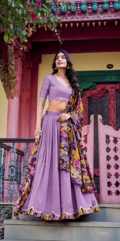Purple Vichitra Kalamkari Lehenga Choli | Lehenga, Bollywood Lehenga, Creative Lehenga, Designer Lehenga, Embroidered Lehenga, Party Wear Lehenga