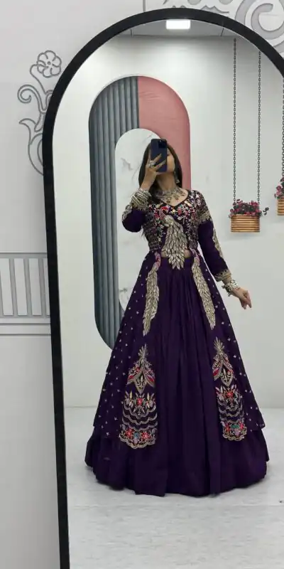 Purple Vichitra Sequence Work Lehenga Choli | Lehenga, Bollywood Lehenga, Creative Lehenga, Designer Lehenga, Embroidered Lehenga, Party Wear Lehenga