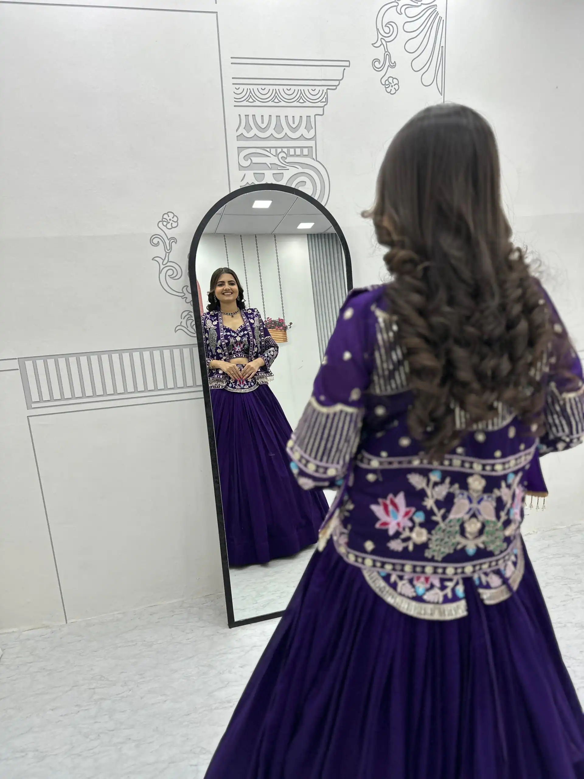 Purple Vichitra Silk Thread Work Lehenga Choli | Lehenga, Bollywood Lehenga, Creative Lehenga, Designer Lehenga, Embroidered Lehenga, Party Wear Lehenga