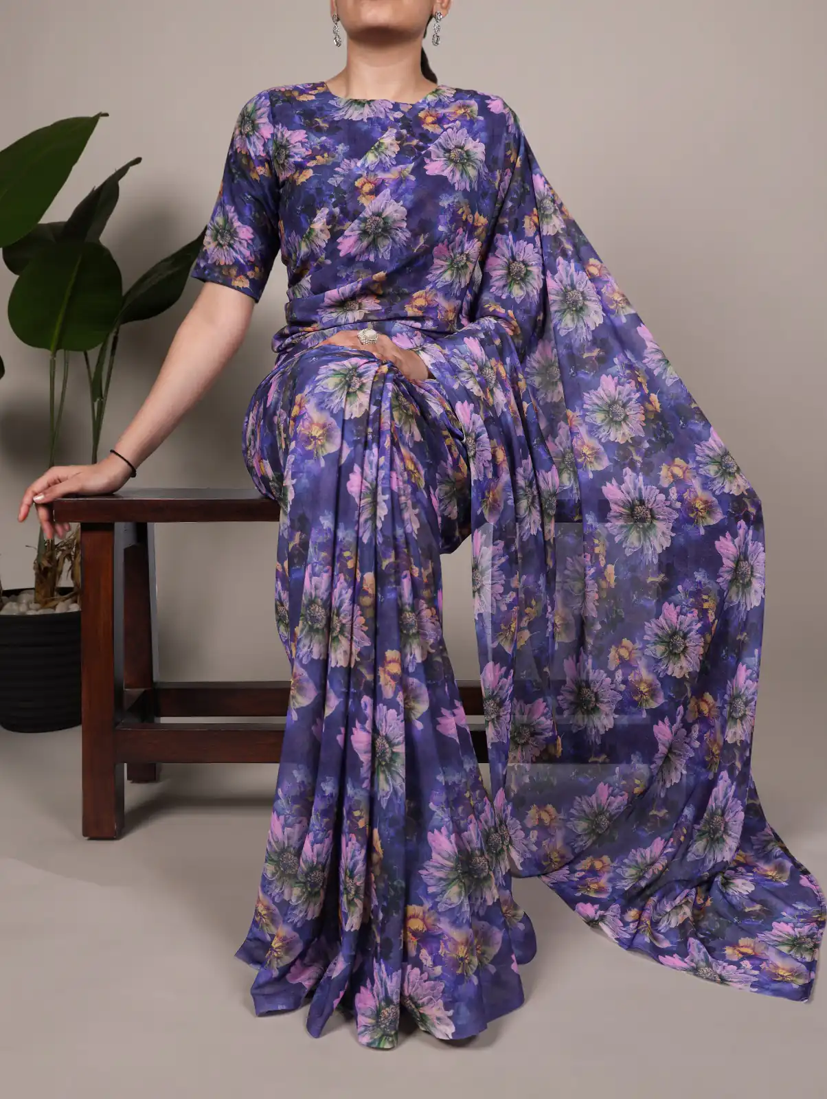 Purple Weightless Marbal Floral Print Saree | Sarees, Bollywood Sarees, Creative Sarees, Designer Sarees, Embroidered Sarees, Ethnic Saree, Modern Digital sarees, Party Wear Sarees