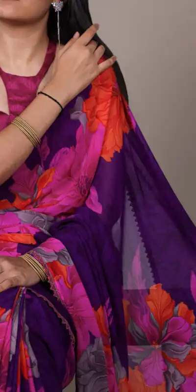 Purple Weightless Marbal Lace Border Work Saree | Sarees, Bollywood Sarees, Creative Sarees, Designer Sarees, Embroidered Sarees, Ethnic Saree, Modern Digital sarees, Party Wear Sarees