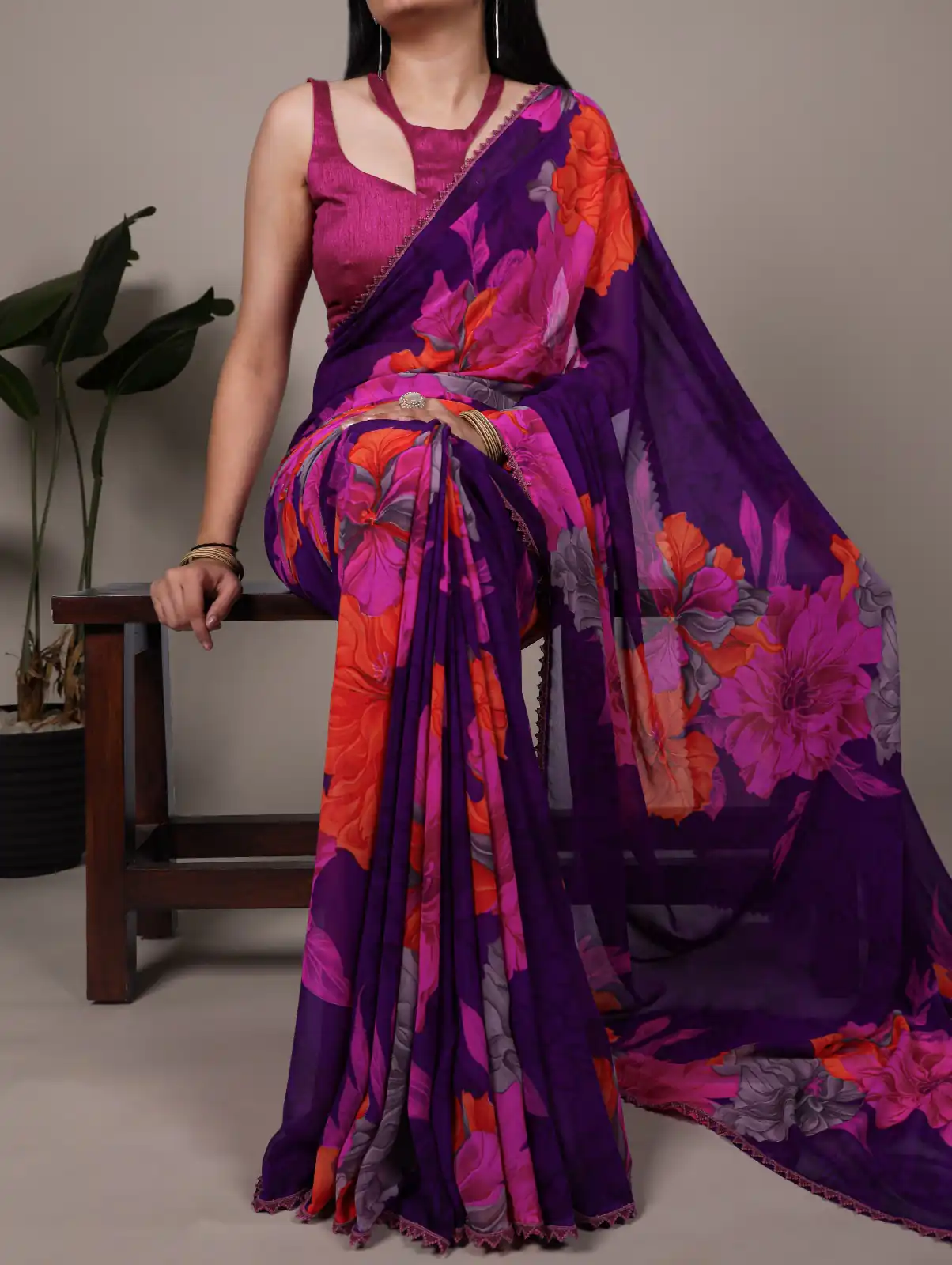 Purple Weightless Marbal Lace Border Work Saree | Sarees, Bollywood Sarees, Creative Sarees, Designer Sarees, Embroidered Sarees, Ethnic Saree, Modern Digital sarees, Party Wear Sarees