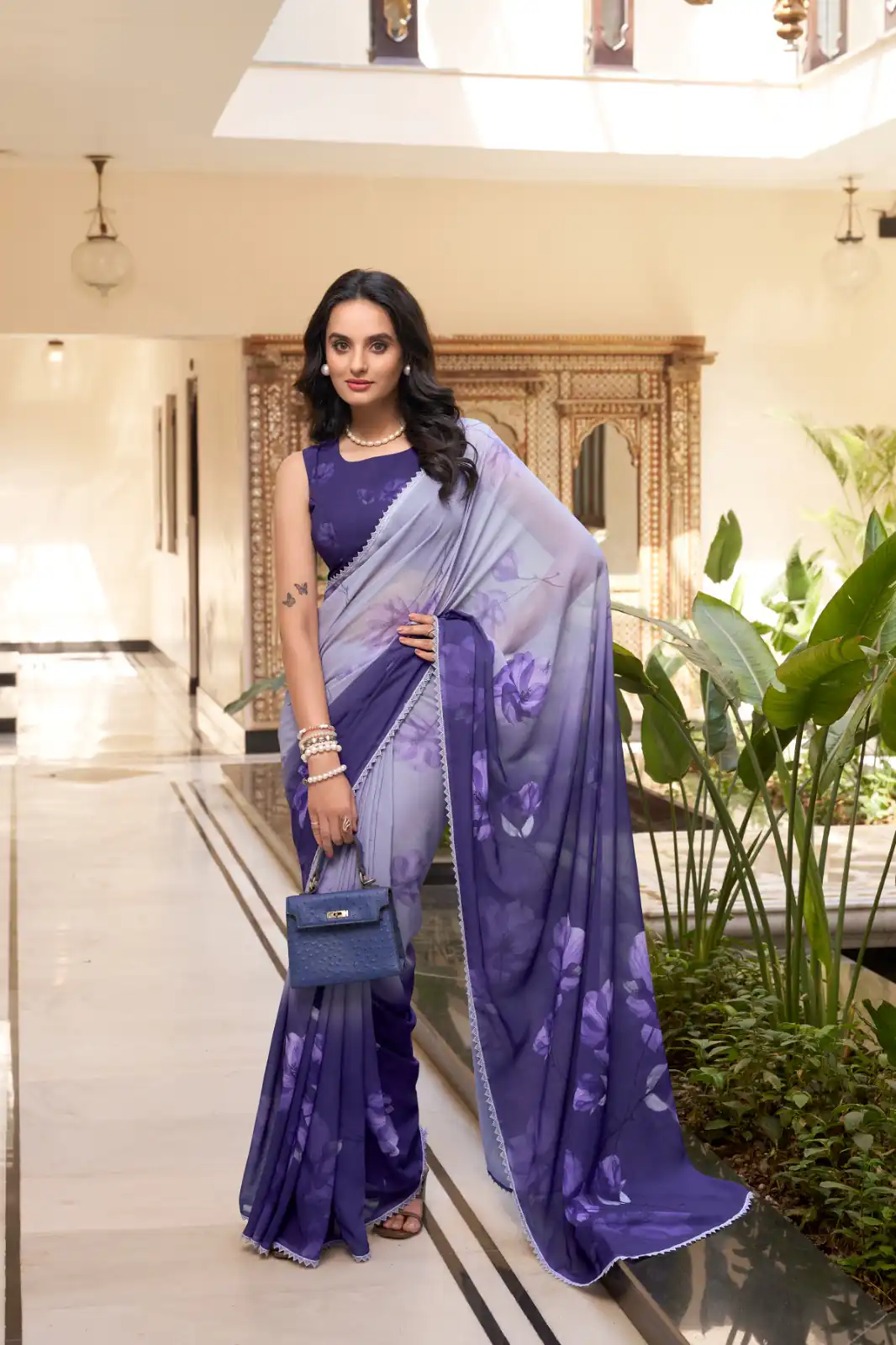 Purple Weightless Printed Saree | Sarees, Bollywood Sarees, Creative Sarees, Designer Sarees, Embroidered Sarees, Ethnic Saree, Modern Digital sarees, Party Wear Sarees