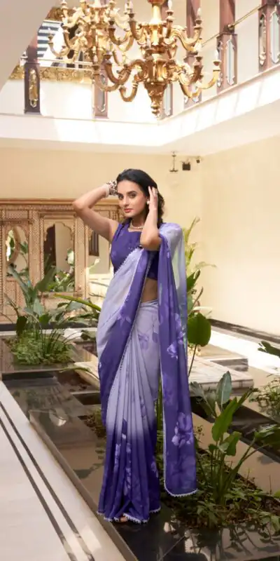 Purple Weightless Printed Saree | Sarees, Bollywood Sarees, Creative Sarees, Designer Sarees, Embroidered Sarees, Ethnic Saree, Modern Digital sarees, Party Wear Sarees