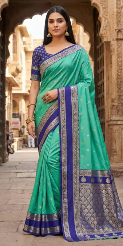 Rama Banarasi Gold Zari Work Saree | Sarees, Bollywood Sarees, Creative Sarees, Designer Sarees, Embroidered Sarees, Ethnic Saree, Modern Digital sarees, Party Wear Sarees