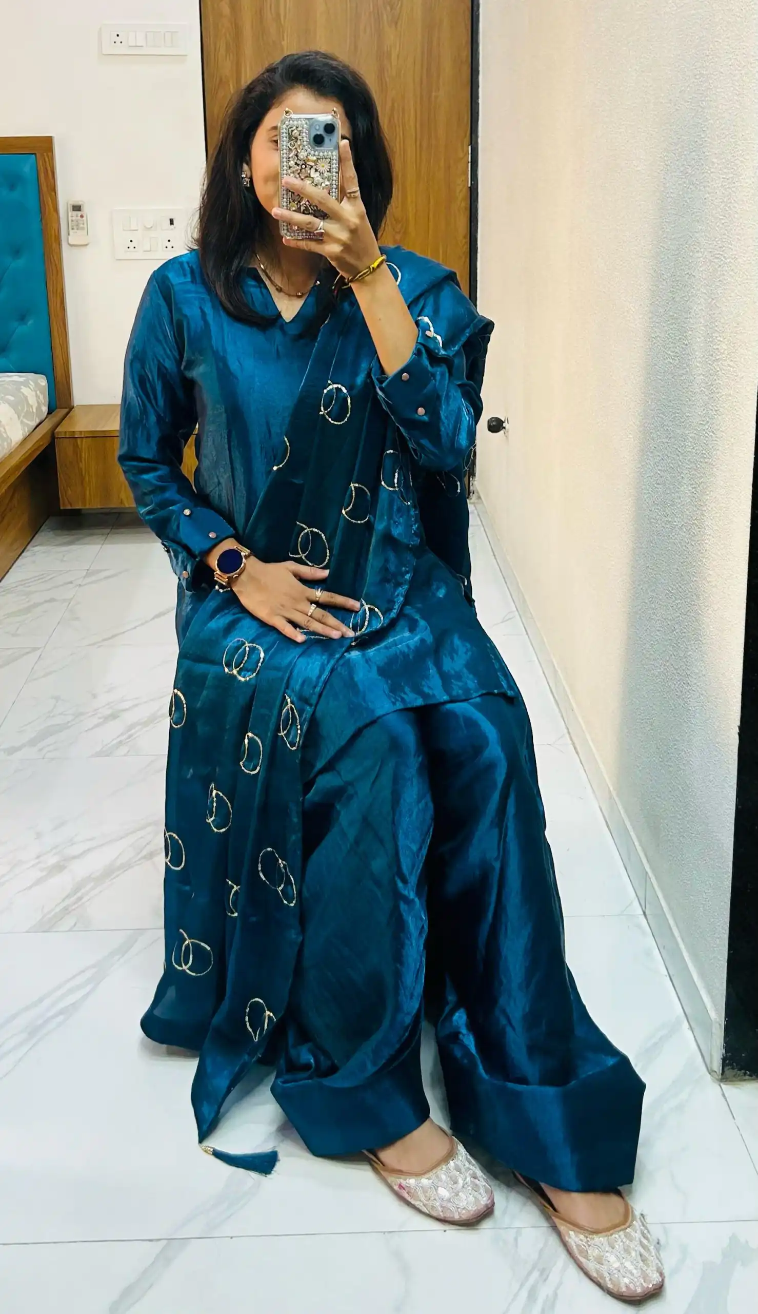 Rama Blue Silk Salwar Suit | Jump Suits, Salwar suit, Casual Suits, Creative suits, Designer Suits, Palazzo Suits, Party Wear Suits, Patiala Suits, Straight Suits