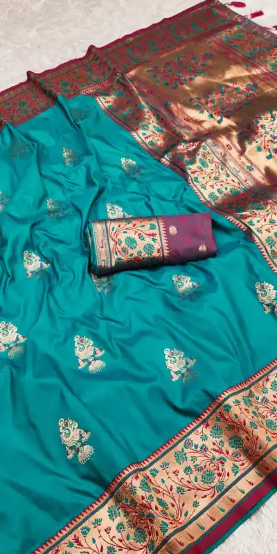 Rama Pethani Silk Zari Lace Weaving Work Saree | Sarees, Bollywood Sarees, Creative Sarees, Designer Sarees, Embroidered Sarees, Ethnic Saree, Modern Digital sarees, Party Wear Sarees