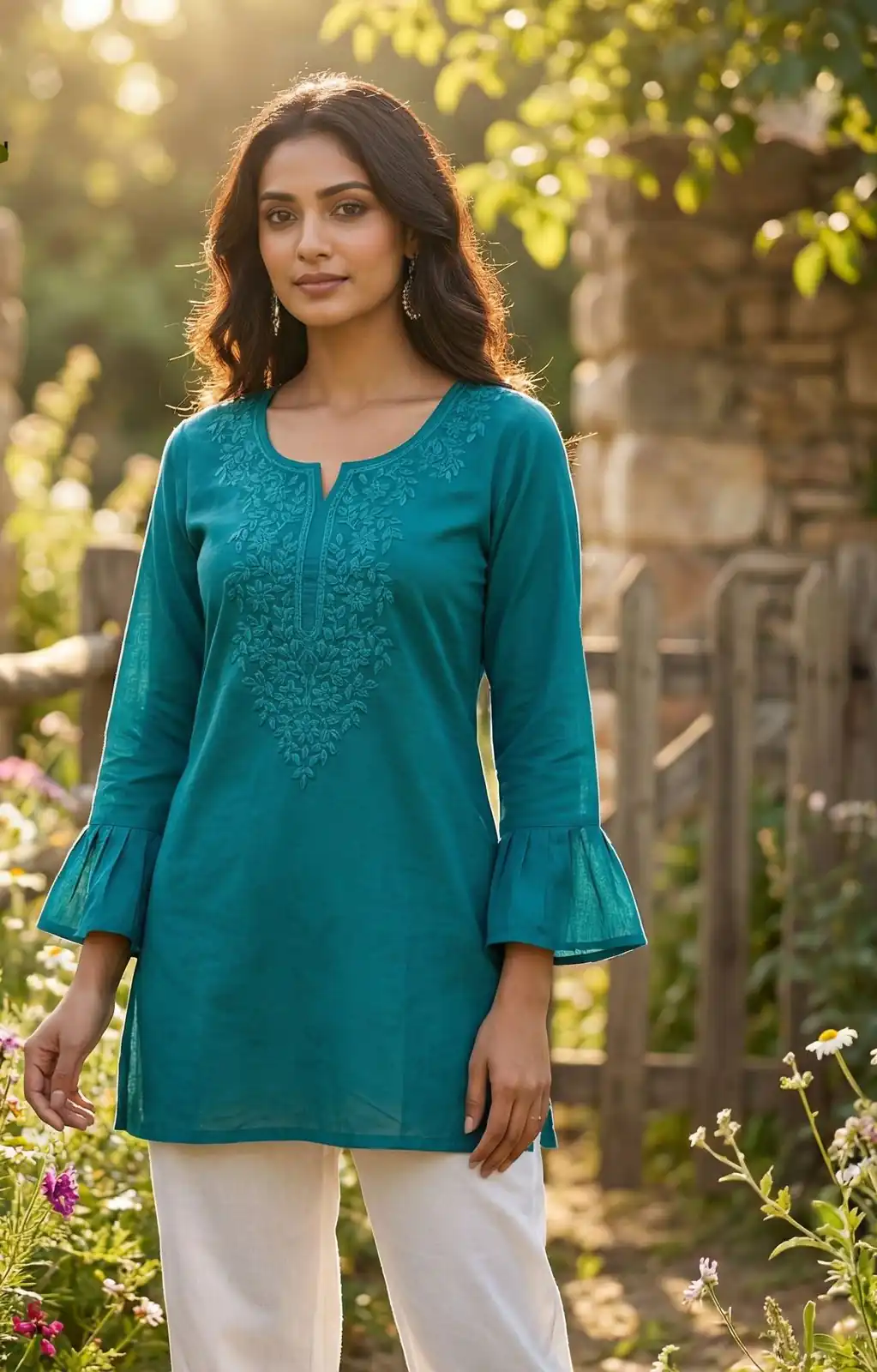 Rama Rayon Chikan Work Kurti | Kurti, Bollywood Kurti, Creative Kurtis, Designer Kurti, Party Wear Kurti, Selfie Kurti