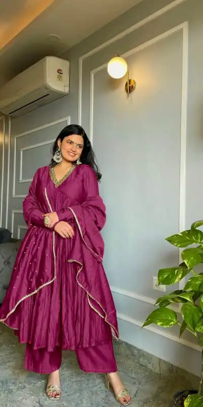 Rani Pink Chinon Silk Embroidery Gown | Jump Suits, Salwar suit, Casual Suits, Creative suits, Designer Suits, Palazzo Suits, Party Wear Suits, Patiala Suits, Straight Suits