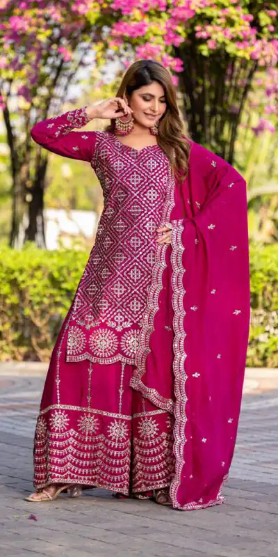 Rani Pink Chinon Thread Sequence Work Salwar Suit | Jump Suits, Salwar suit, Casual Suits, Creative suits, Designer Suits, Palazzo Suits, Party Wear Suits, Patiala Suits, Straight Suits