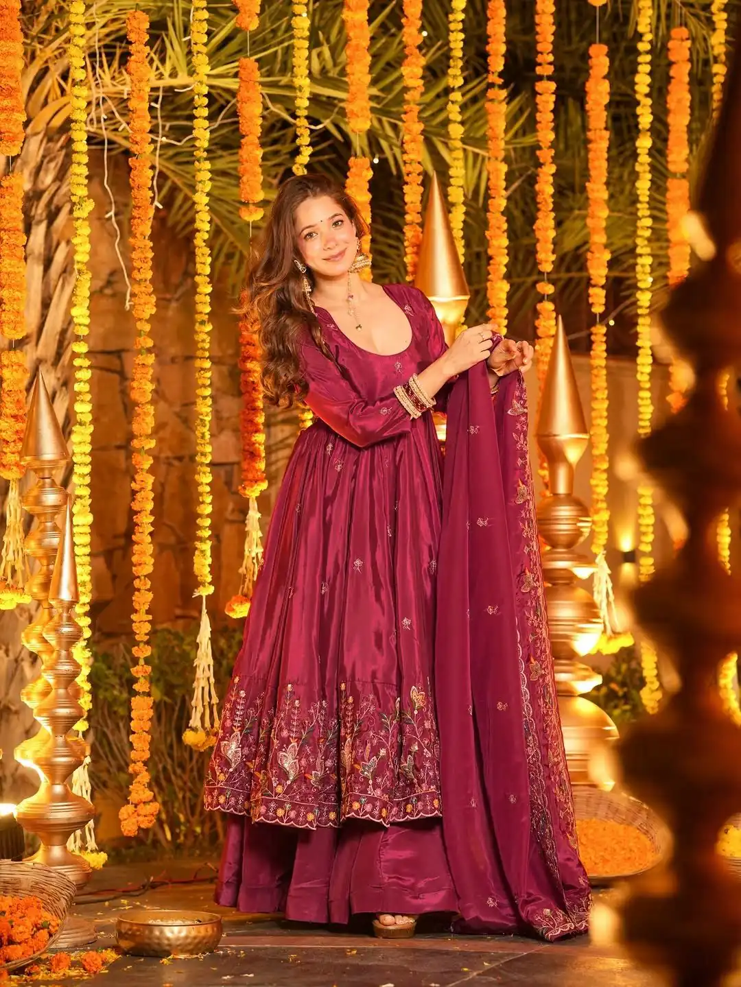 Rani Pink Crap Silk Thread Work Salwar Suit | Jump Suits, Salwar suit, Casual Suits, Creative suits, Designer Suits, Palazzo Suits, Party Wear Suits, Patiala Suits, Straight Suits
