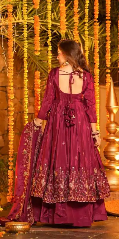 Rani Pink Crap Silk Thread Work Salwar Suit | Jump Suits, Salwar suit, Casual Suits, Creative suits, Designer Suits, Palazzo Suits, Party Wear Suits, Patiala Suits, Straight Suits