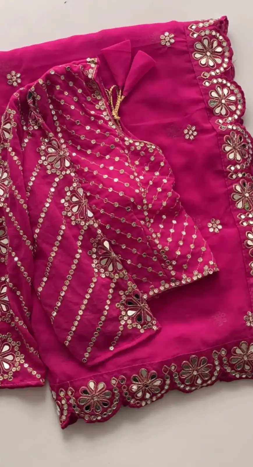 Rani Pink Georgette Mirror Sequence Work Saree | Sarees, Bollywood Sarees, Creative Sarees, Designer Sarees, Embroidered Sarees, Ethnic Saree, Modern Digital sarees, Party Wear Sarees