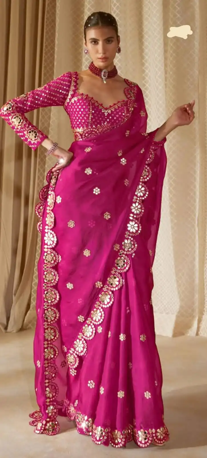 Rani Pink Georgette Mirror Sequence Work Saree | Sarees, Bollywood Sarees, Creative Sarees, Designer Sarees, Embroidered Sarees, Ethnic Saree, Modern Digital sarees, Party Wear Sarees