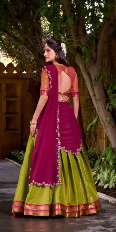 Rani Pink Kanchipuram Weaving Lehenga Choli | Lehenga, Bollywood Lehenga, Creative Lehenga, Designer Lehenga, Embroidered Lehenga, Party Wear Lehenga