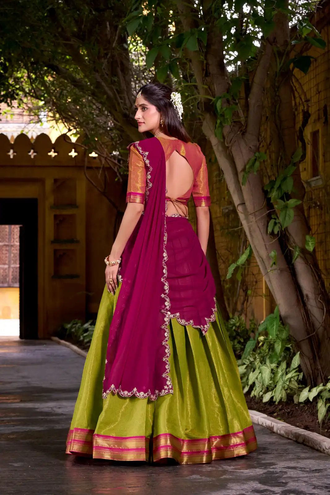 Rani Pink Kanchipuram Weaving Lehenga Choli | Lehenga, Bollywood Lehenga, Creative Lehenga, Designer Lehenga, Embroidered Lehenga, Party Wear Lehenga