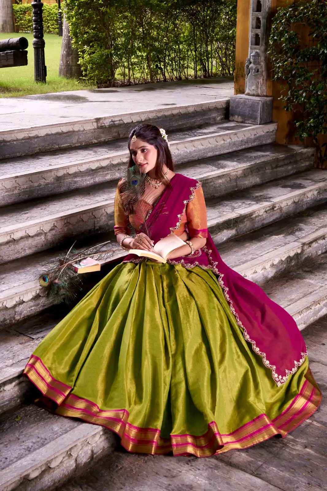 Rani Pink Kanchipuram Weaving Lehenga Choli | Lehenga, Bollywood Lehenga, Creative Lehenga, Designer Lehenga, Embroidered Lehenga, Party Wear Lehenga