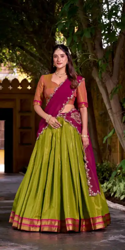 Rani Pink Kanchipuram Weaving Lehenga Choli | Lehenga, Bollywood Lehenga, Creative Lehenga, Designer Lehenga, Embroidered Lehenga, Party Wear Lehenga