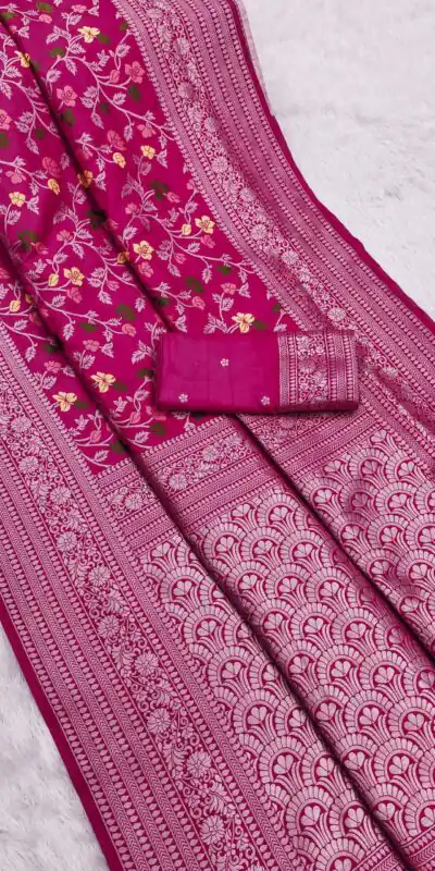 Rani Pink Khaddi Pashmina Zari Work Saree | Sarees, Bollywood Sarees, Creative Sarees, Designer Sarees, Embroidered Sarees, Ethnic Saree, Modern Digital sarees, Party Wear Sarees