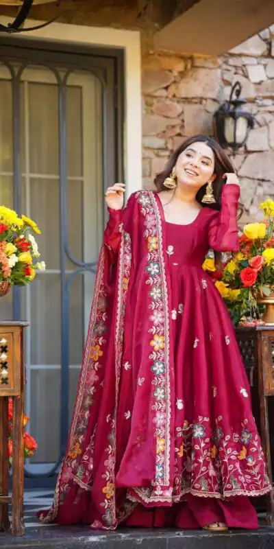 Rani Pink Organza Silk Sequence Work Salwar Suit | Jump Suits, Salwar suit, Casual Suits, Creative suits, Designer Suits, Palazzo Suits, Party Wear Suits, Patiala Suits, Straight Suits