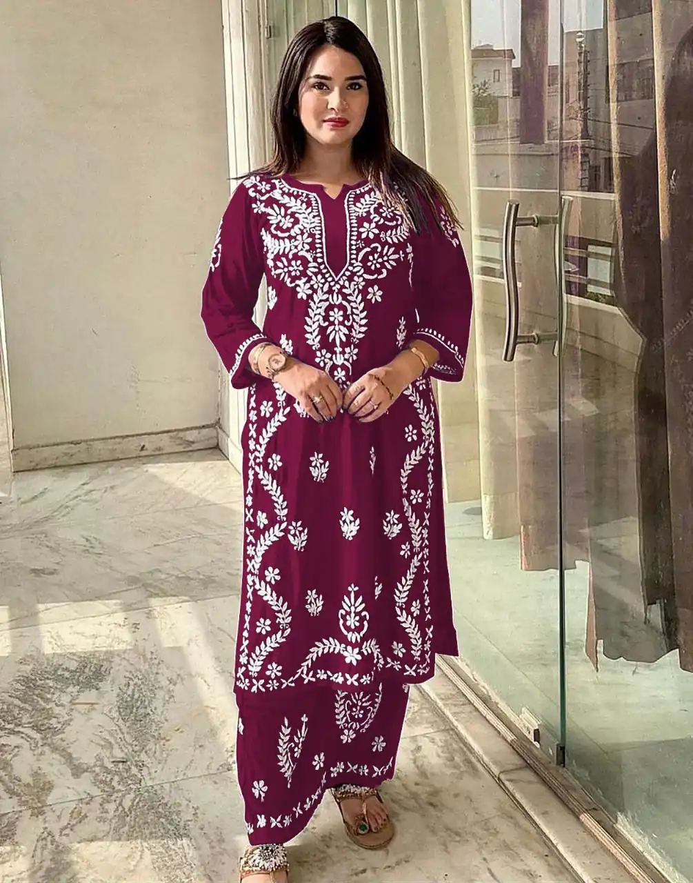 Rani Pink Rayon Wid Lakhnavi Style Work Kurti | Kurti, Bollywood Kurti, Creative Kurtis, Designer Kurti, Party Wear Kurti, Selfie Kurti