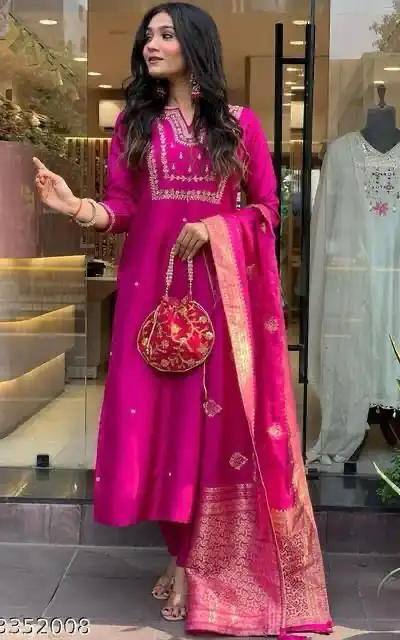Rani Pink Roman Silk Coding Work Salwar Suit | Jump Suits, Salwar suit, Casual Suits, Creative suits, Designer Suits, Palazzo Suits, Party Wear Suits, Patiala Suits, Straight Suits