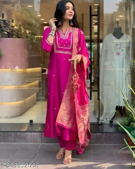 Rani Pink Roman Silk Coding Work Salwar Suit | Jump Suits, Salwar suit, Casual Suits, Creative suits, Designer Suits, Palazzo Suits, Party Wear Suits, Patiala Suits, Straight Suits