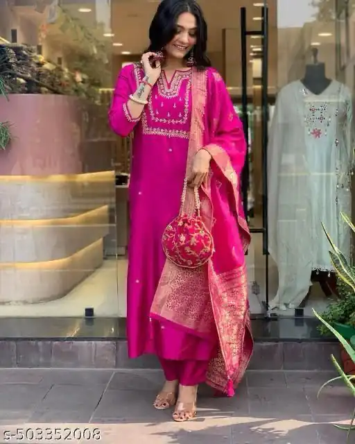 Rani Pink Roman Silk Coding Work Salwar Suit | Jump Suits, Salwar suit, Casual Suits, Creative suits, Designer Suits, Palazzo Suits, Party Wear Suits, Patiala Suits, Straight Suits