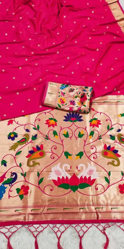 Rani Pink Silk Zari Lace Work Saree | Sarees, Bollywood Sarees, Creative Sarees, Designer Sarees, Embroidered Sarees, Ethnic Saree, Modern Digital sarees, Party Wear Sarees